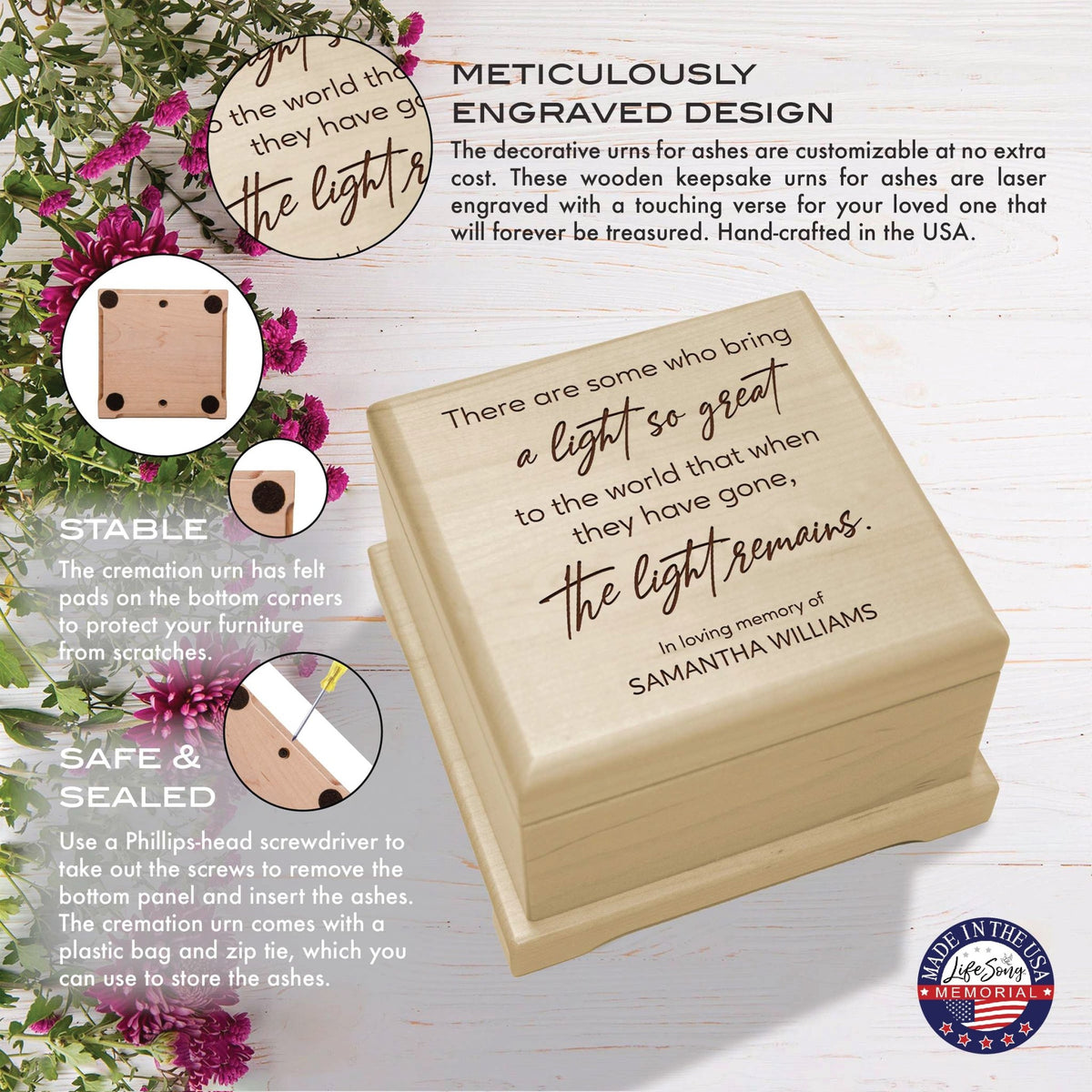 Personalized Funeral Cremation Keepsake Urn For Human Ashes - There Are Some Who Bring Light - LifeSong Milestones