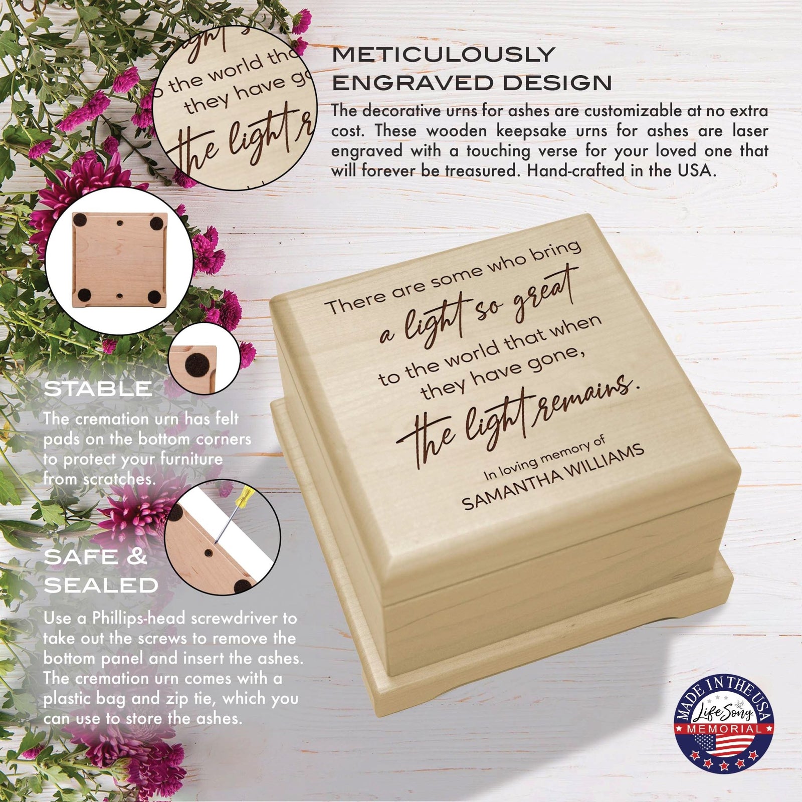Personalized Funeral Cremation Keepsake Urn For Human Ashes - There Are Some Who Bring Light - LifeSong Milestones