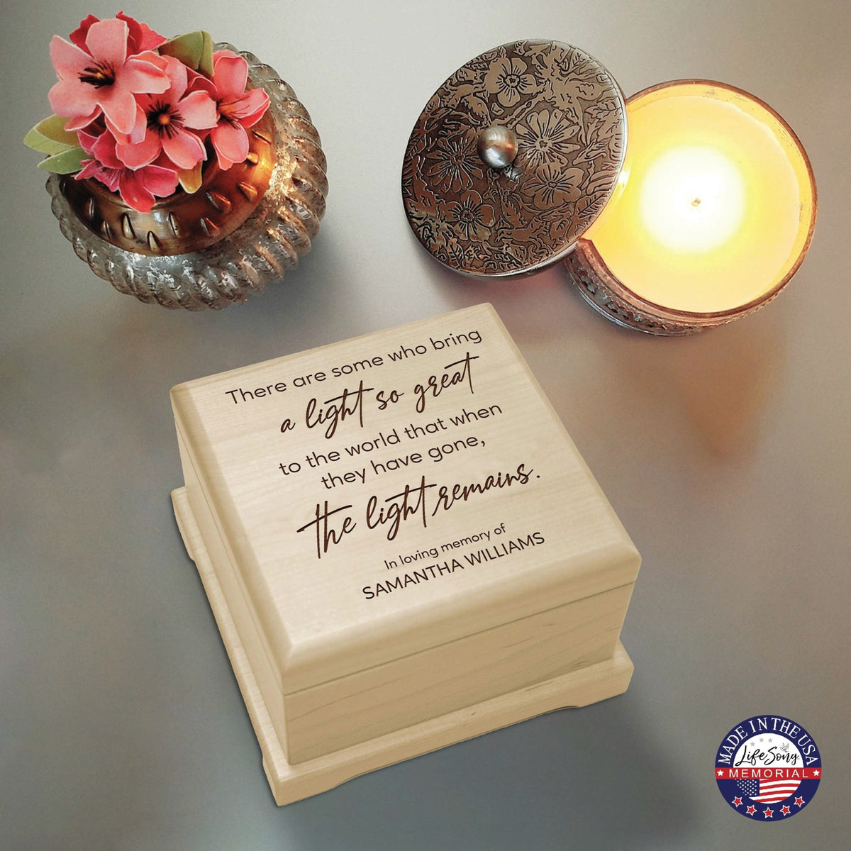 Personalized Funeral Cremation Keepsake Urn For Human Ashes - There Are Some Who Bring Light - LifeSong Milestones