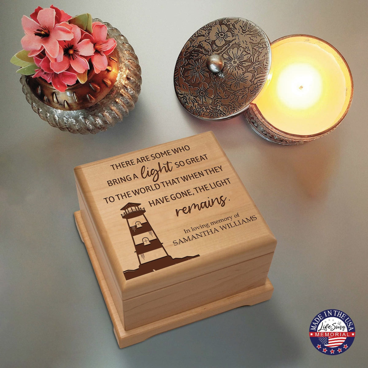 Personalized Funeral Cremation Keepsake Urn For Human Ashes - There Are Some Who Bring Light - LifeSong Milestones