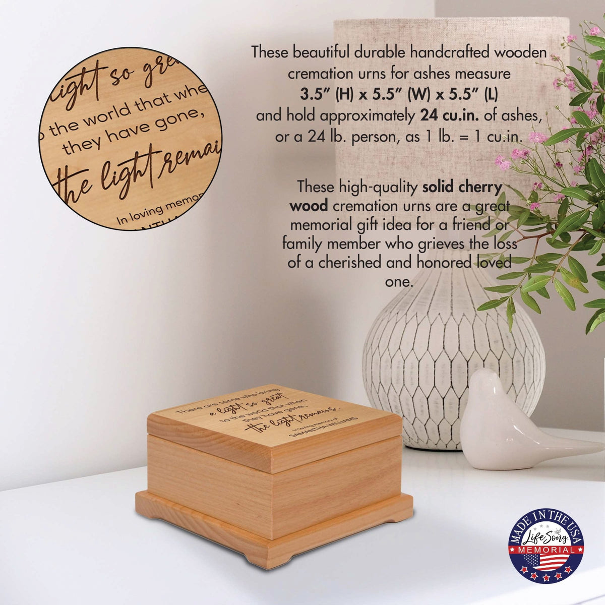 Personalized Funeral Cremation Keepsake Urn For Human Ashes - There Are Some Who Bring Light - LifeSong Milestones