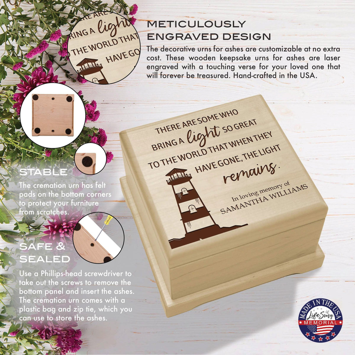 Personalized Funeral Cremation Keepsake Urn For Human Ashes - There Are Some Who Bring Light - LifeSong Milestones