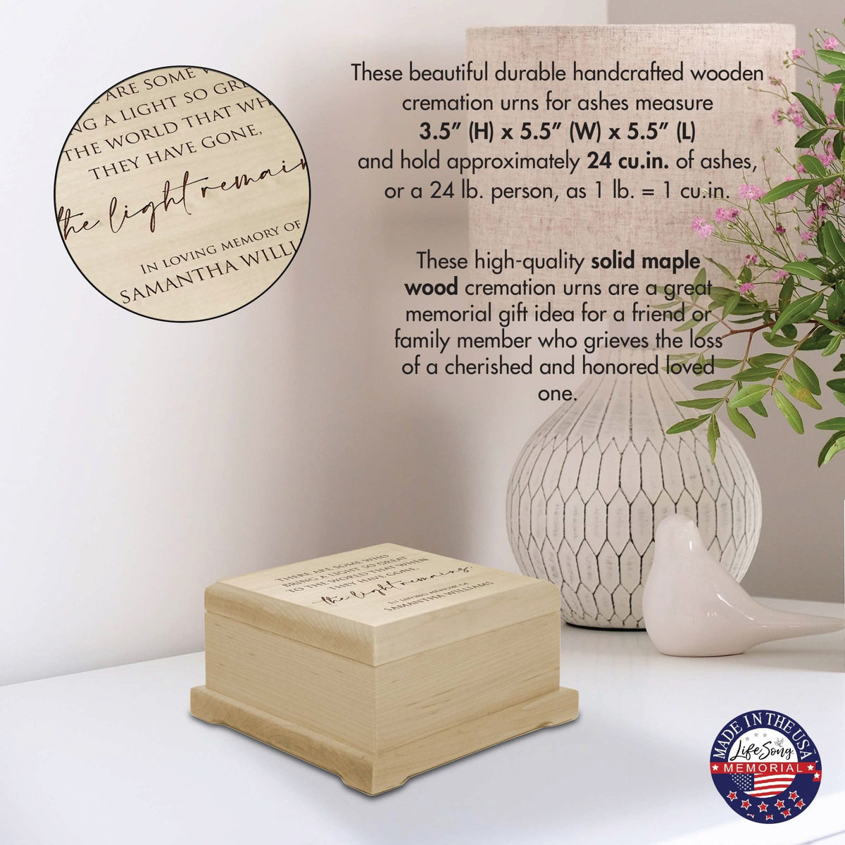 Personalized Funeral Cremation Keepsake Urn For Human Ashes - There Are Some Who Bring Light - LifeSong Milestones