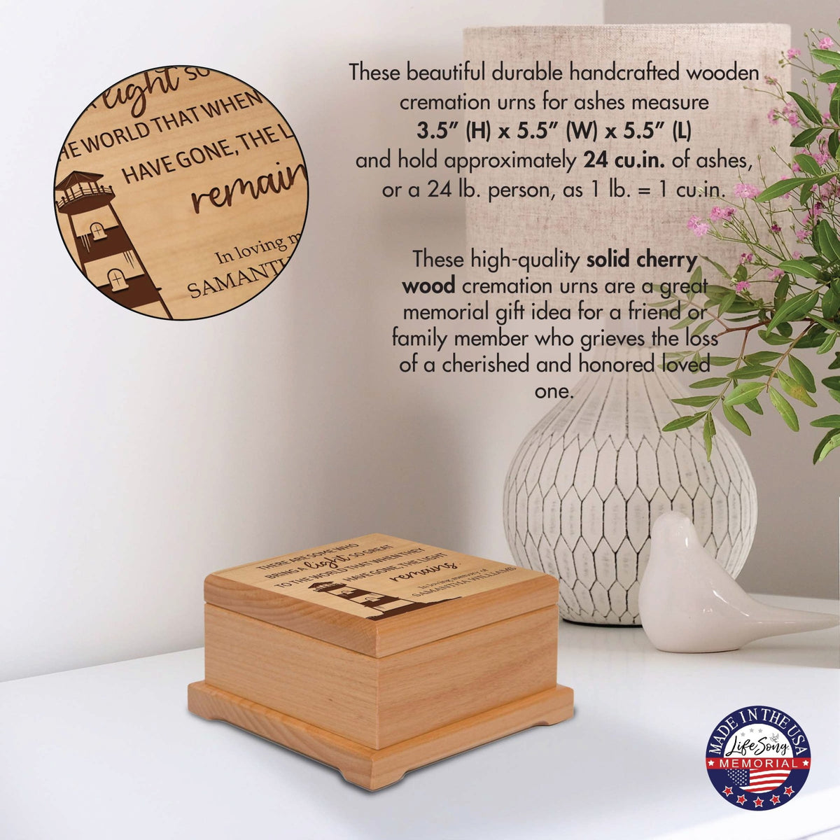 Personalized Funeral Cremation Keepsake Urn For Human Ashes - There Are Some Who Bring Light - LifeSong Milestones