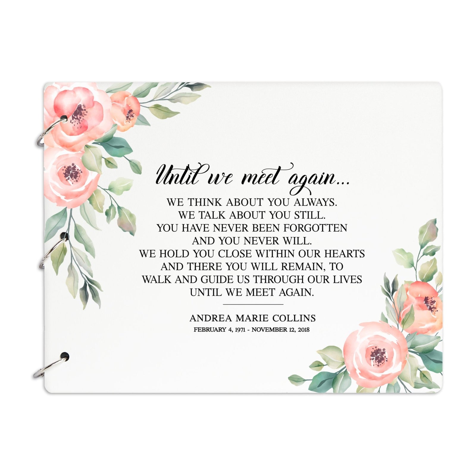 Personalized Funeral Memorial Service Guest Book - Until We Meet Again - LifeSong Milestones