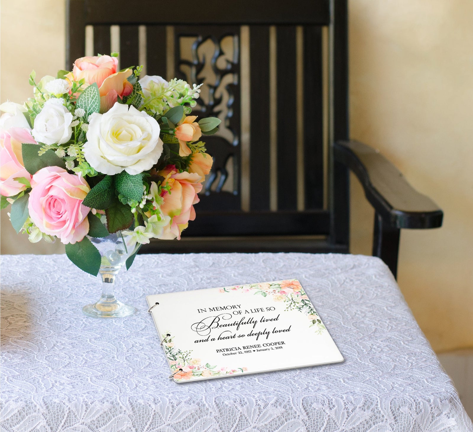 Personalized Funeral Service Guest Book 8.5x11 A Life Beautifully Lived - LifeSong Milestones