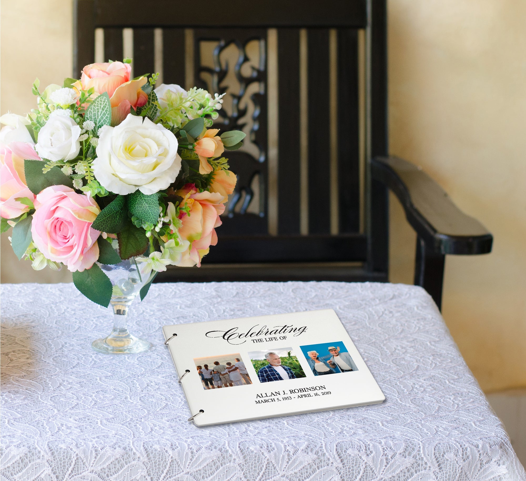 Personalized Funeral Service Guest Book 8.5x11 Celebrating The Life - LifeSong Milestones