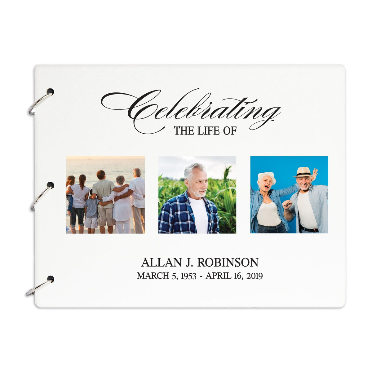 Personalized Funeral Service Guest Book 8.5x11 Celebrating The Life - LifeSong Milestones