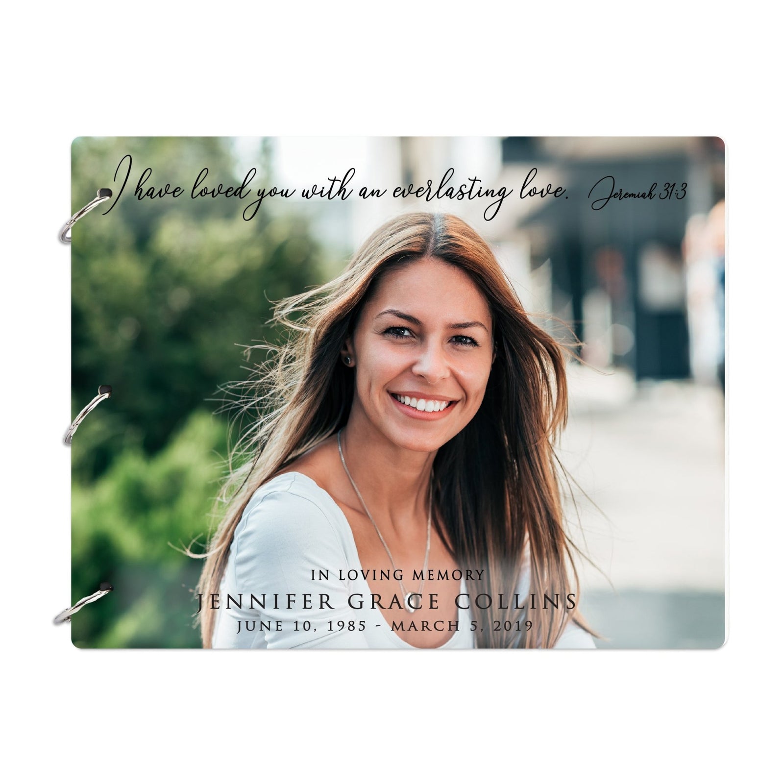 Personalized Funeral Service Guest Book 8.5x11 Everlasting Love (Full color portrait) - LifeSong Milestones