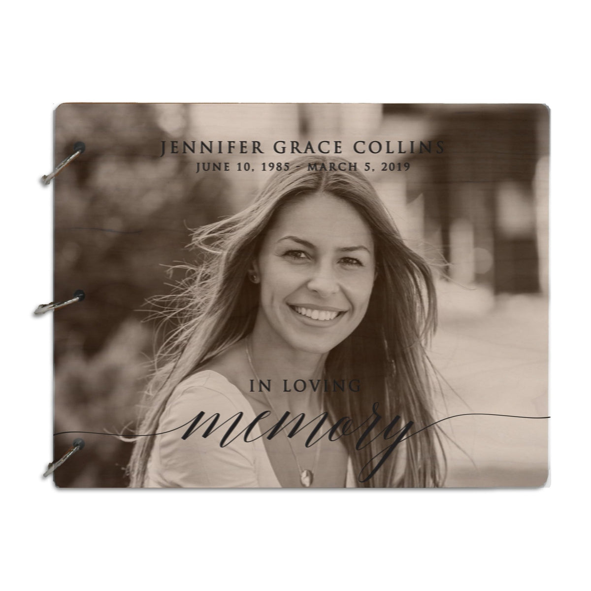 Personalized Funeral Service Guest Book 8.5x11 In Loving Memory Black and White Portrait - LifeSong Milestones