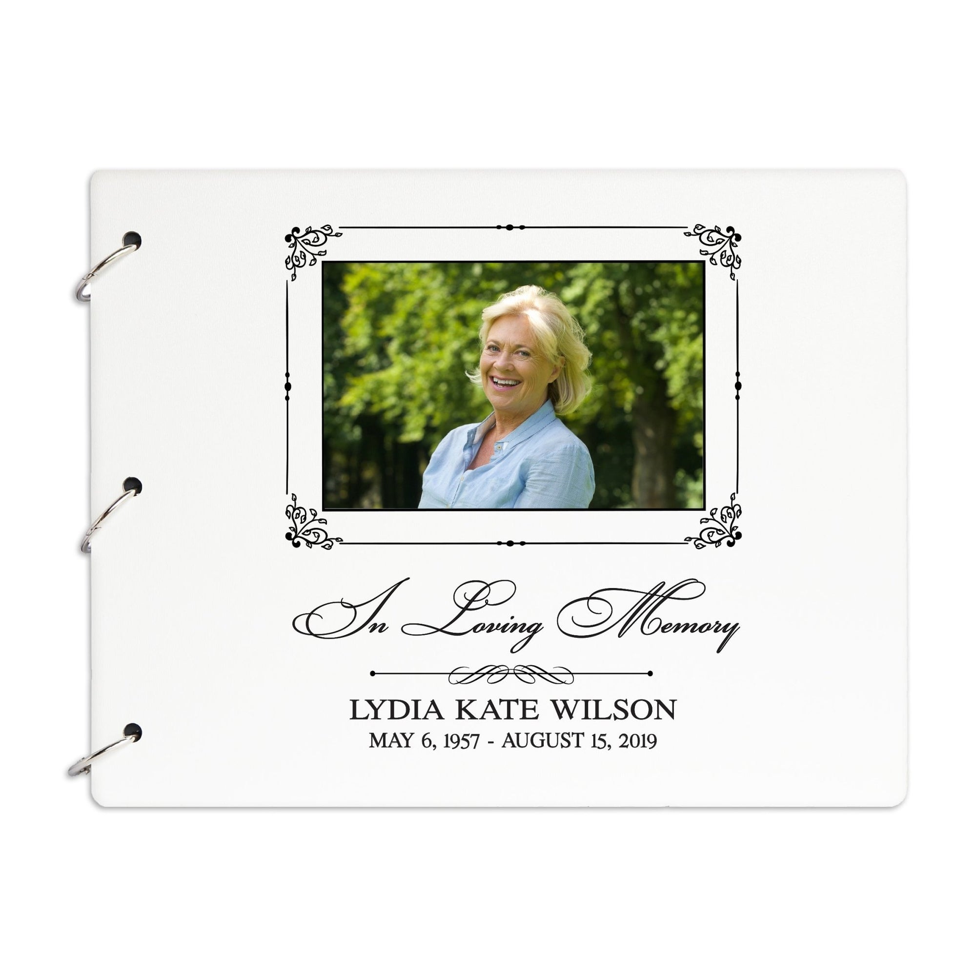 Personalized Funeral Service Guest Book 8.5x11 In Loving Memory (Center Portrait) - LifeSong Milestones