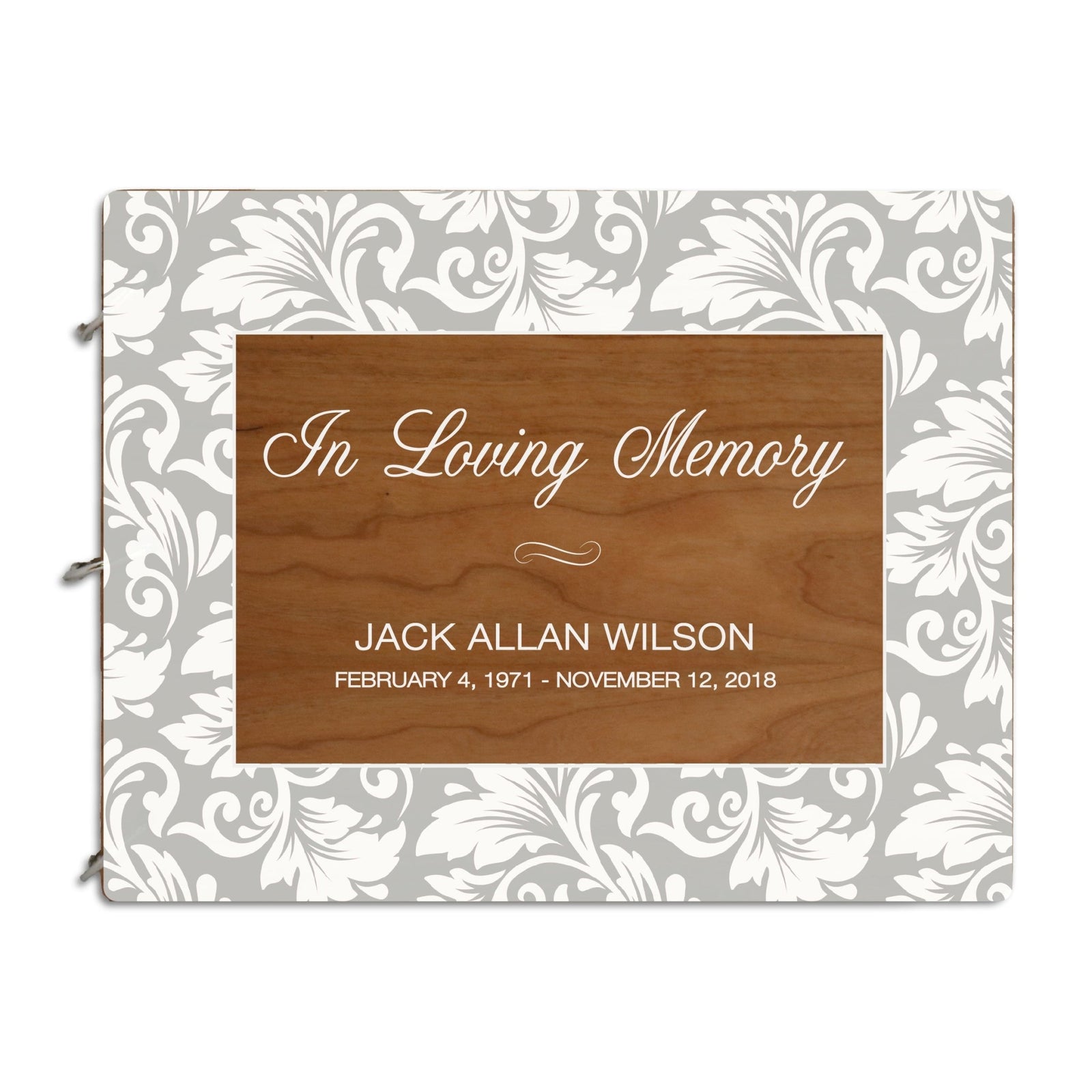 Personalized Funeral Service Guest Book 8.5x11 In Loving Memory (Gray Flourish) - LifeSong Milestones