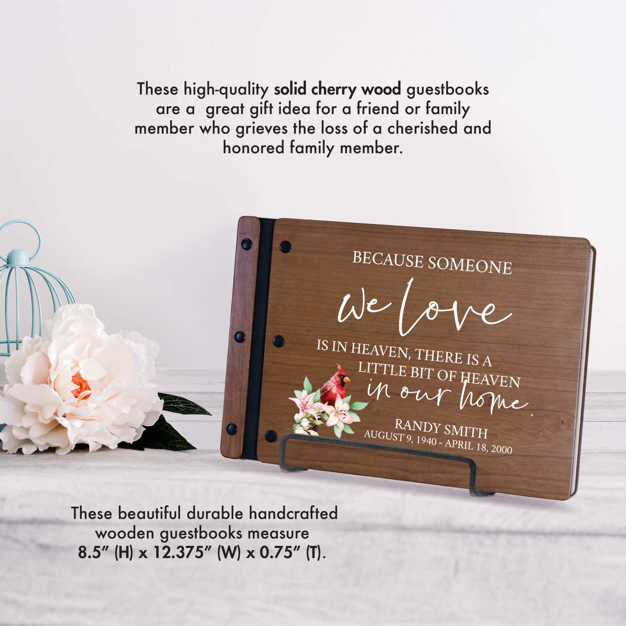 Personalized Funeral Wooden Guestbook for Memorial Service - Because Someone We Love - LifeSong Milestones