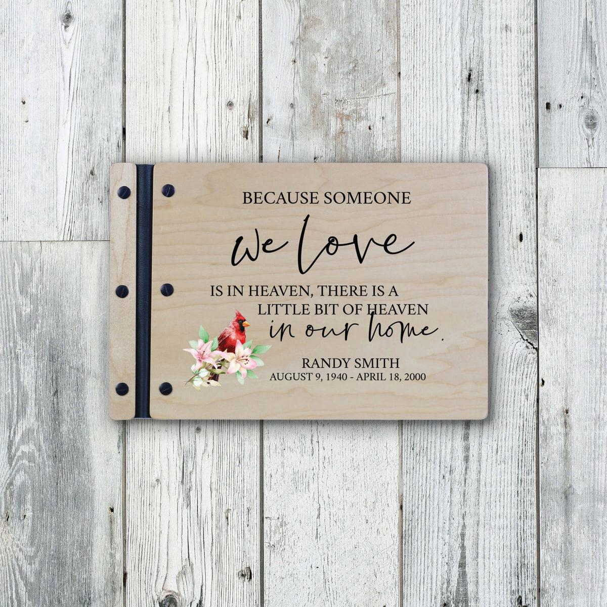 Personalized Funeral Wooden Guestbook for Memorial Service - Because Someone We Love - LifeSong Milestones