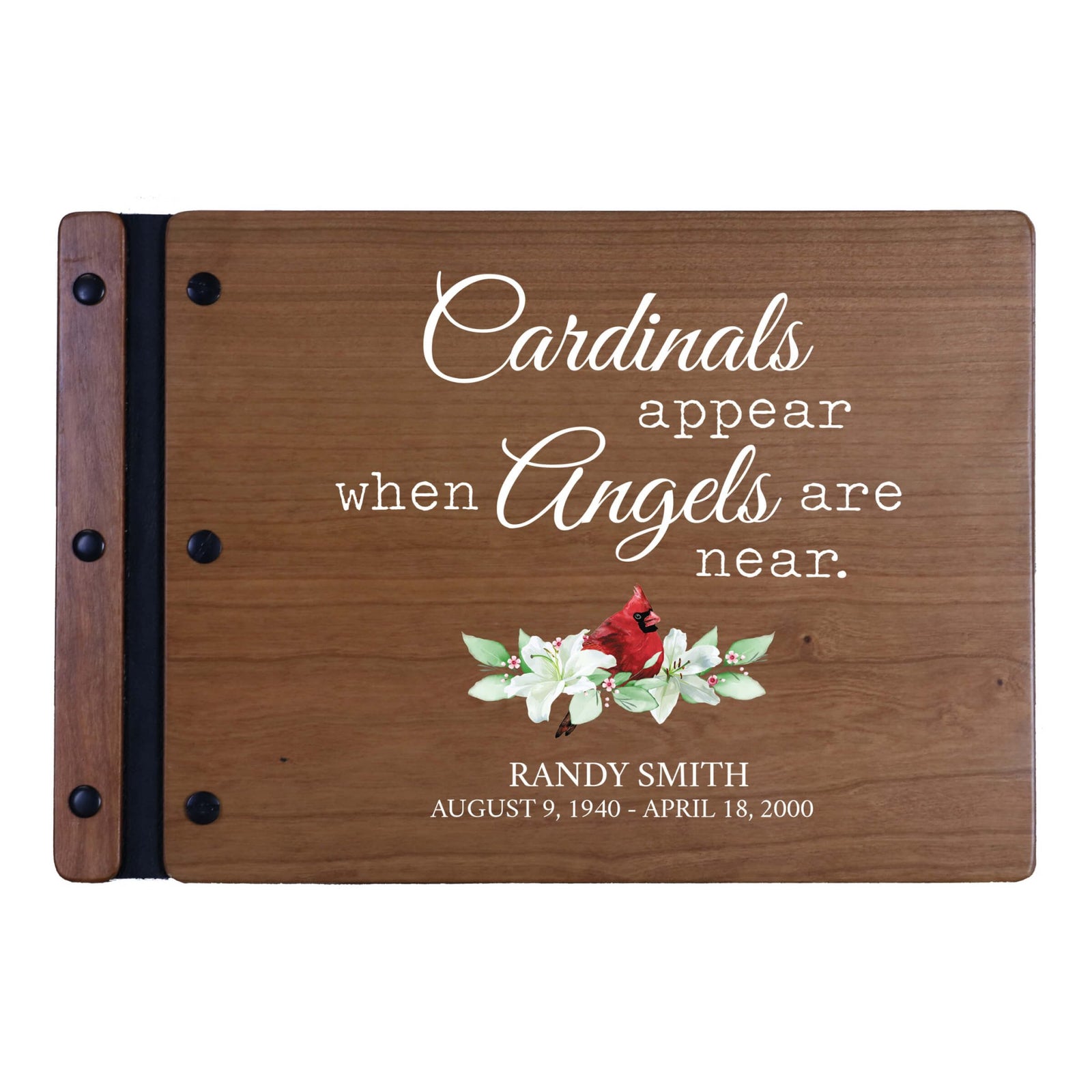 Personalized Funeral Wooden Guestbook for Memorial Service - Cardinals Appear - LifeSong Milestones