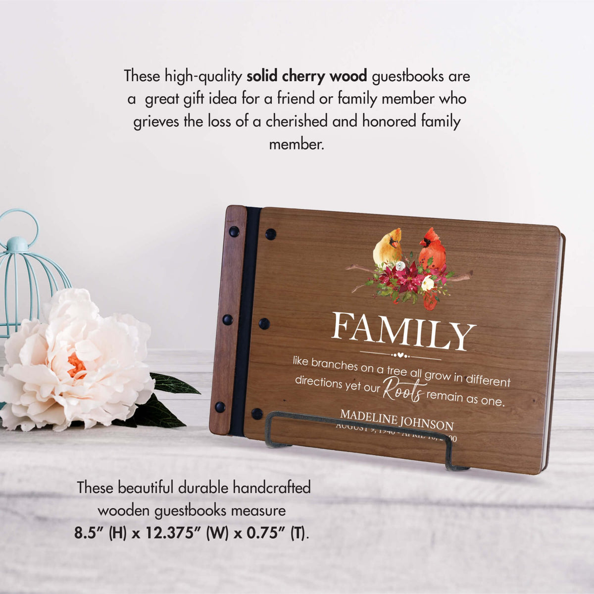 Personalized Funeral Wooden Guestbook for Memorial Service - Family Like Branches - LifeSong Milestones