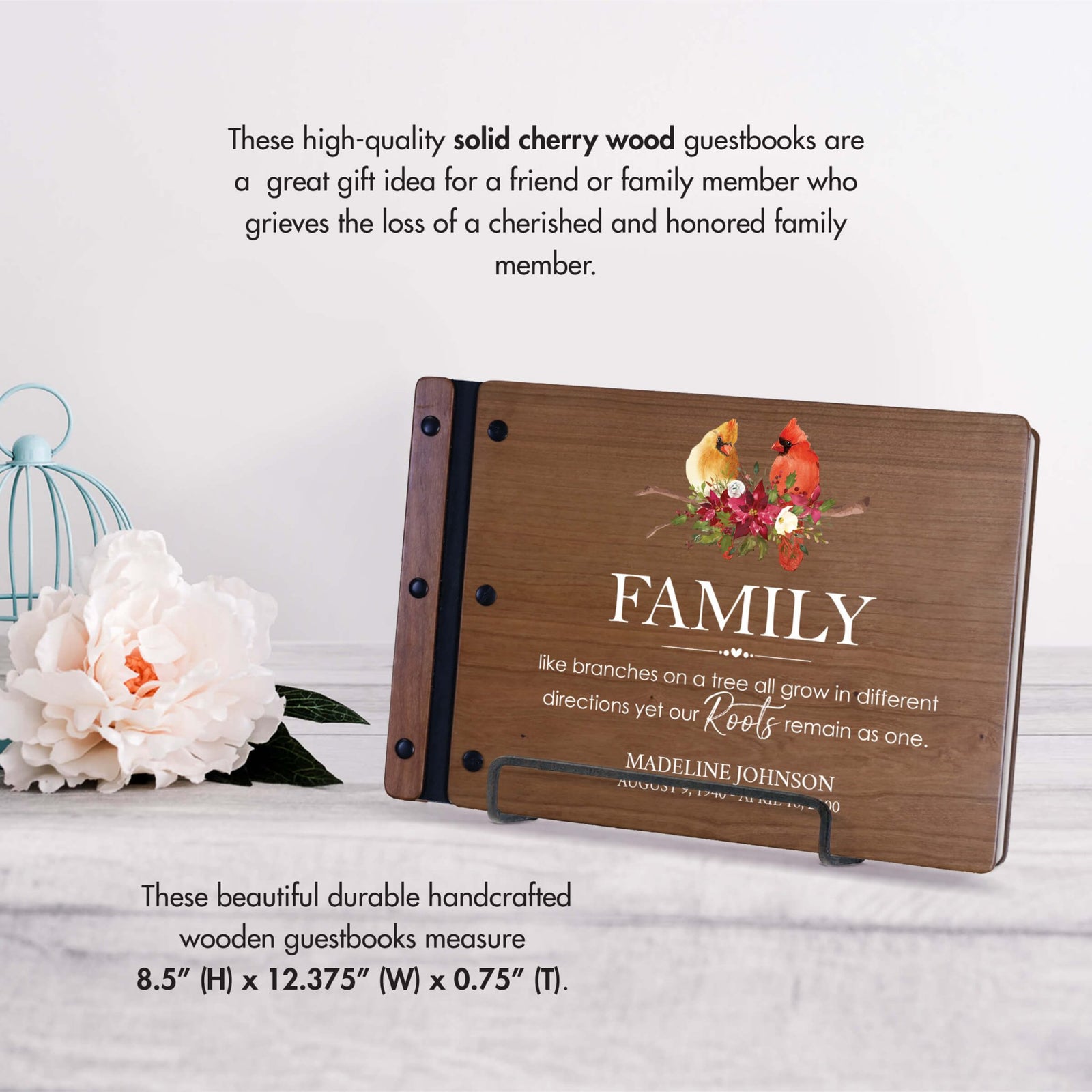 Personalized Funeral Wooden Guestbook for Memorial Service - Family Like Branches - LifeSong Milestones