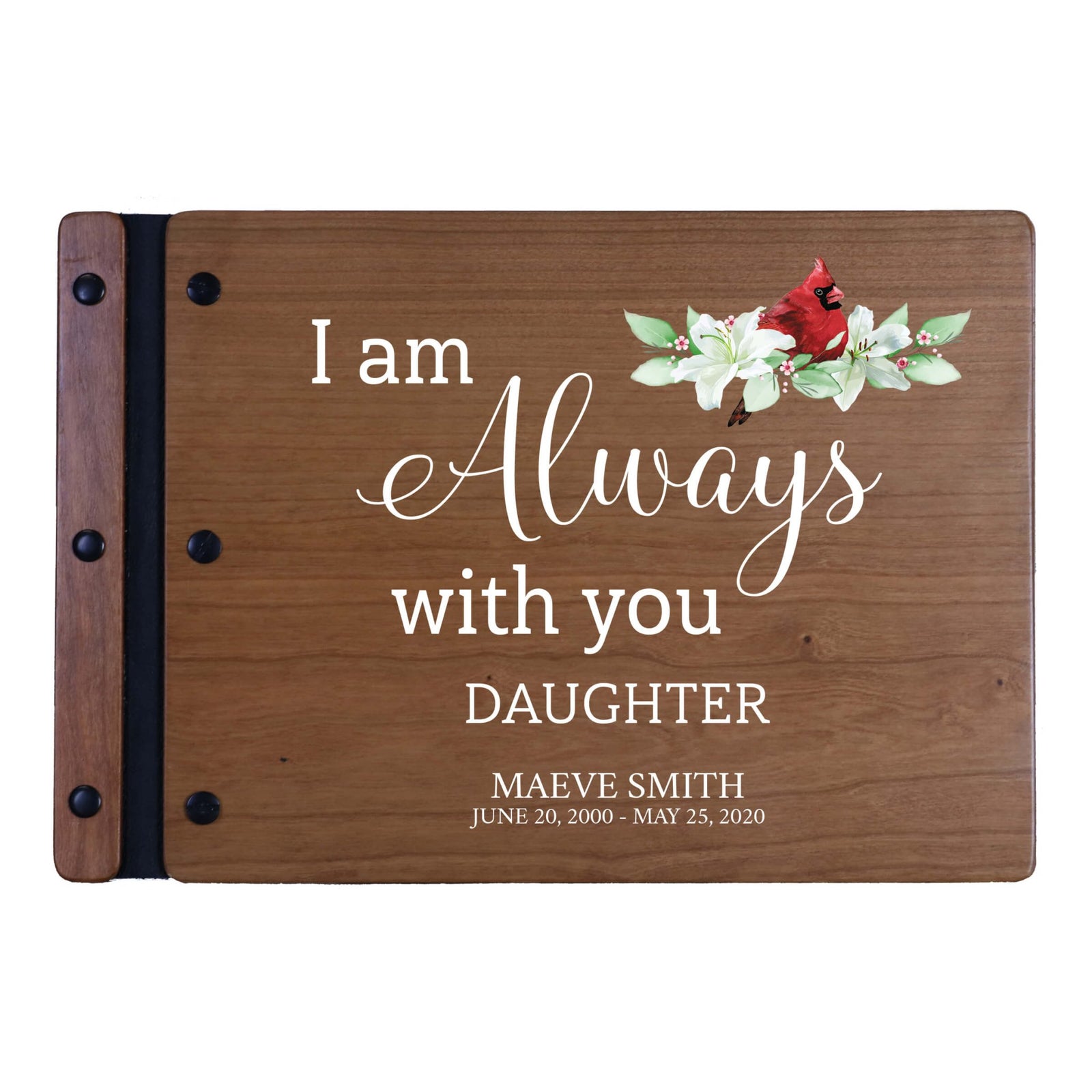 Personalized Funeral Wooden Guestbook for Memorial Service - I Am Always With You - LifeSong Milestones