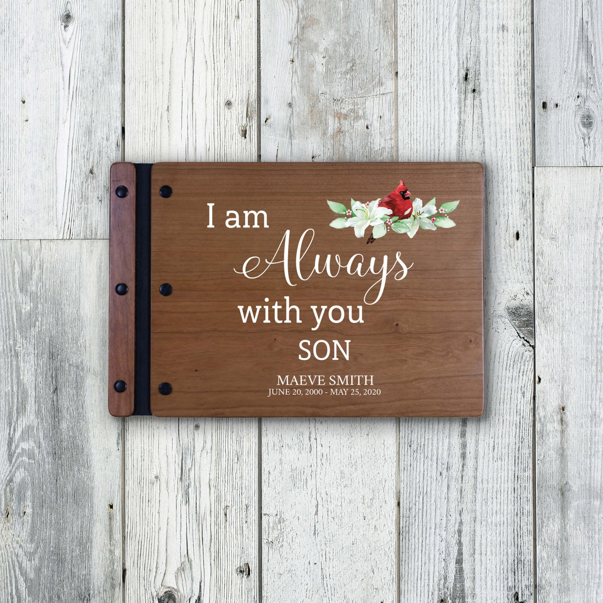 Personalized Funeral Wooden Guestbook for Memorial Service - I Am Always With You - LifeSong Milestones