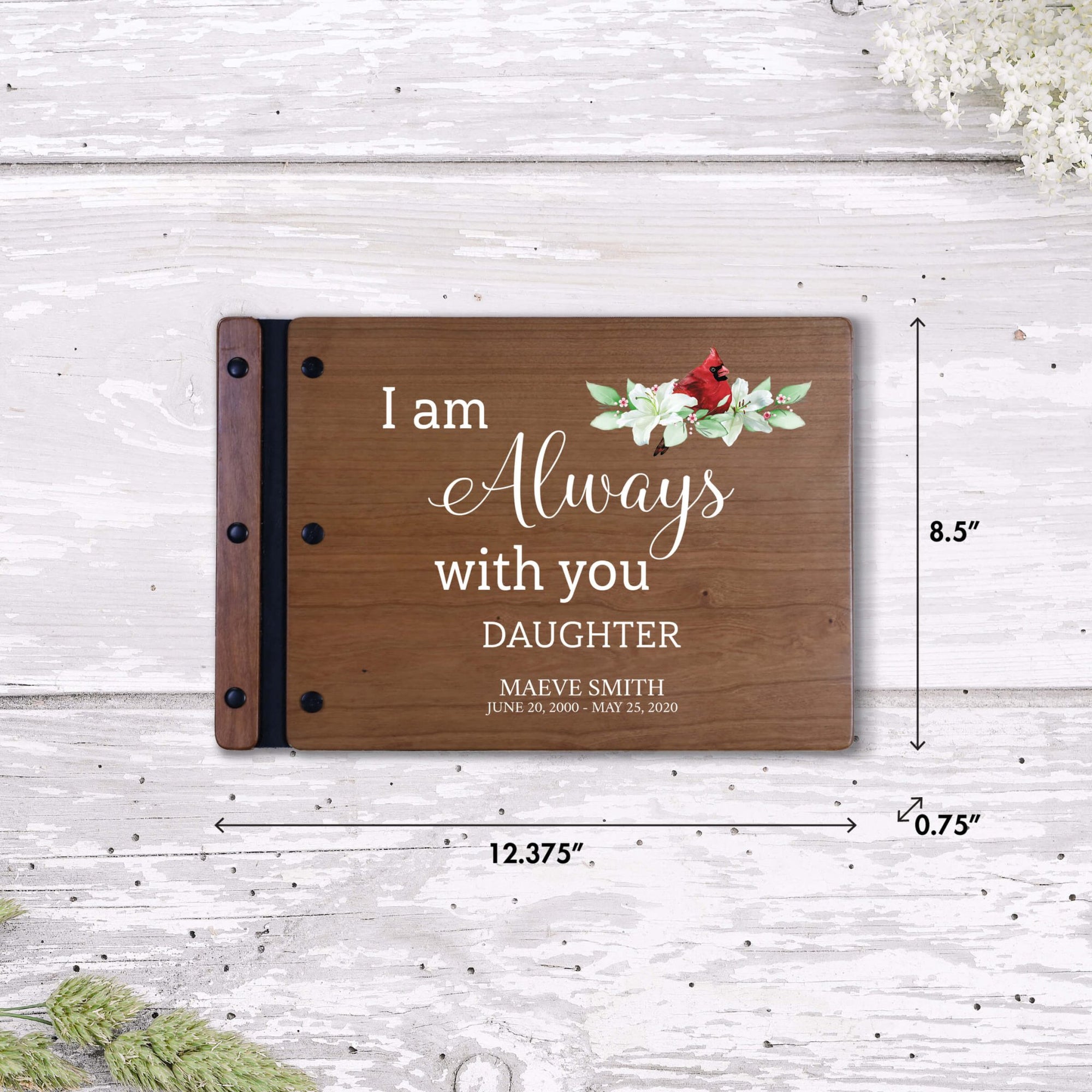 Personalized Funeral Wooden Guestbook for Memorial Service - I Am Always With You - LifeSong Milestones