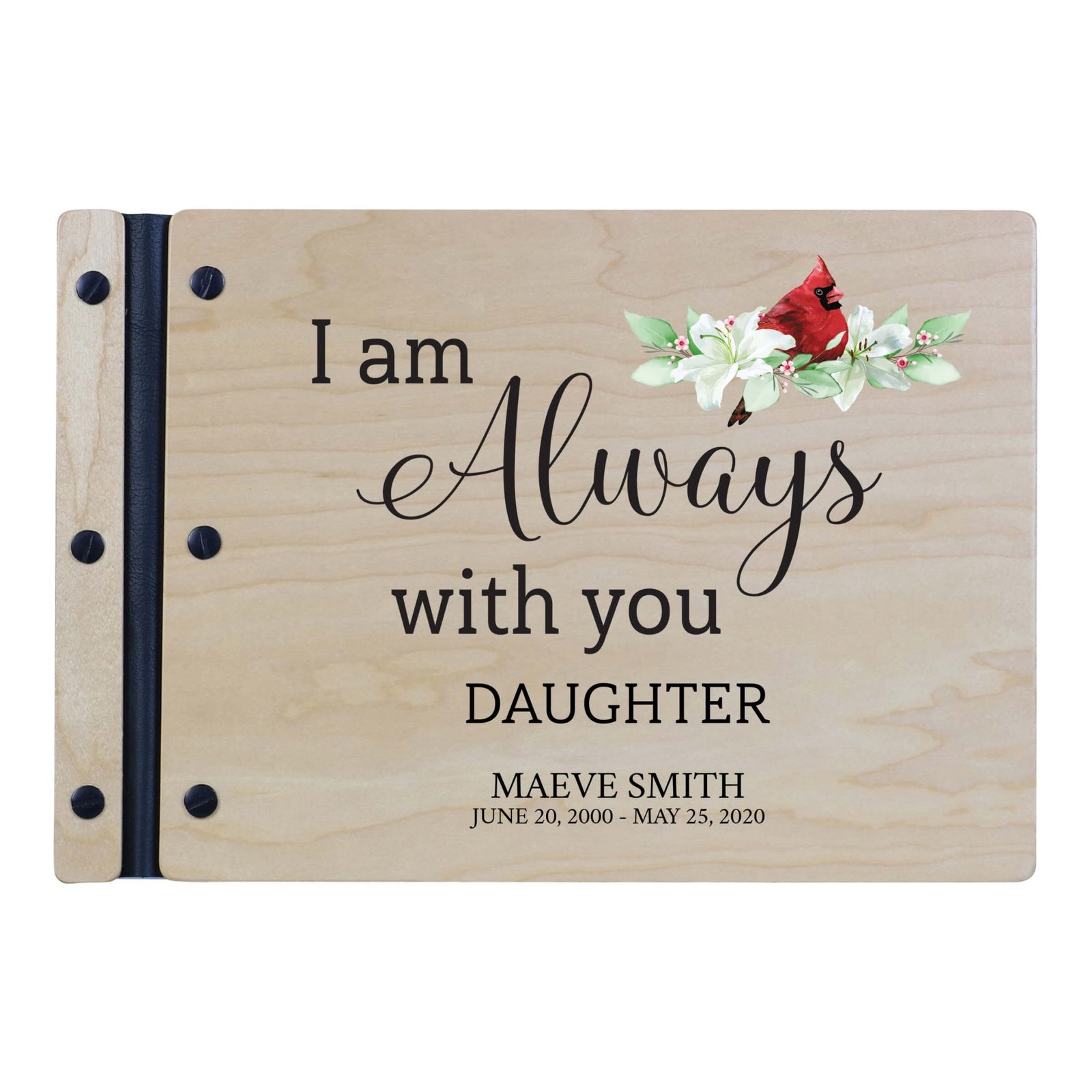 Personalized Funeral Wooden Guestbook for Memorial Service - I Am Always With You - LifeSong Milestones