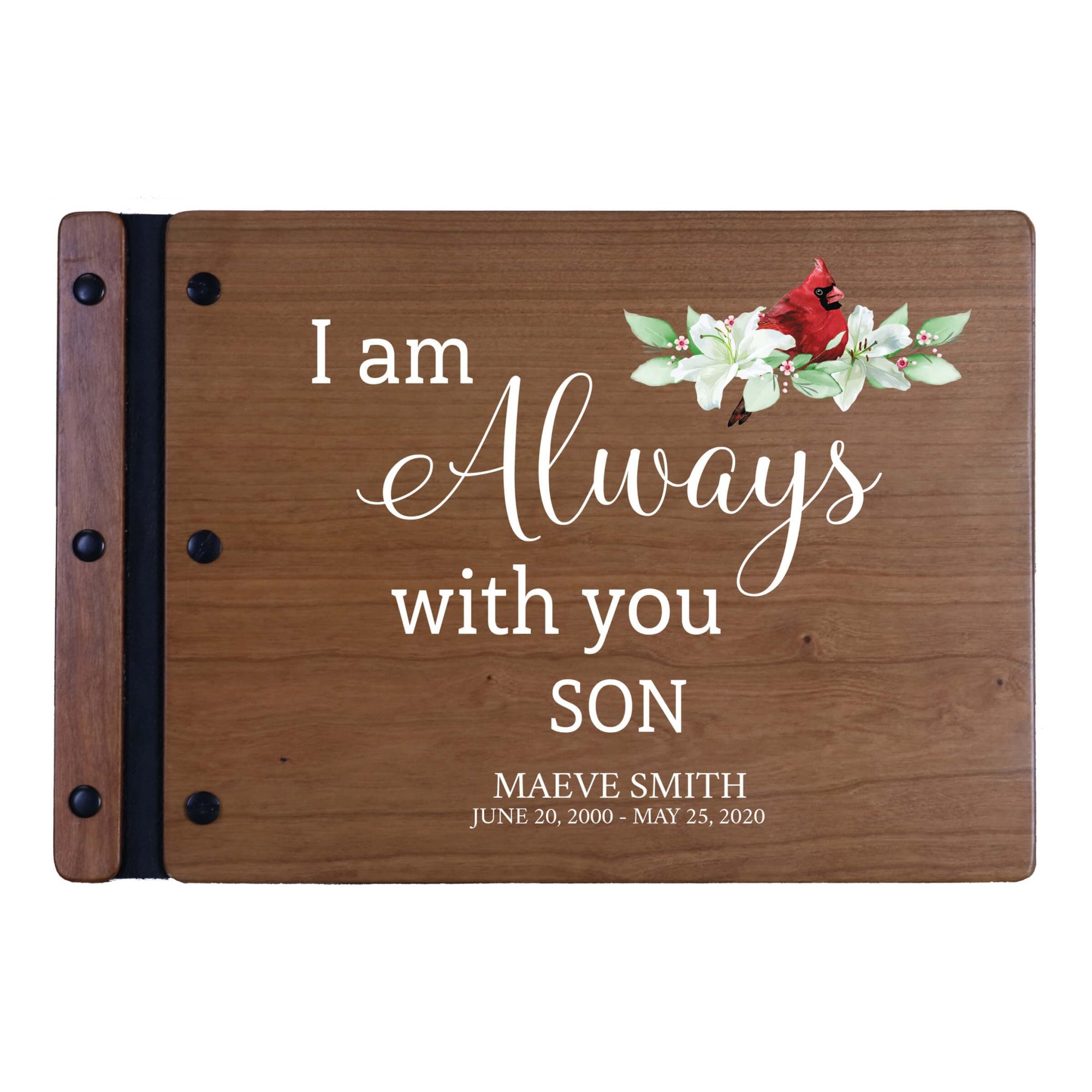 Personalized Funeral Wooden Guestbook for Memorial Service - I Am Always With You - LifeSong Milestones