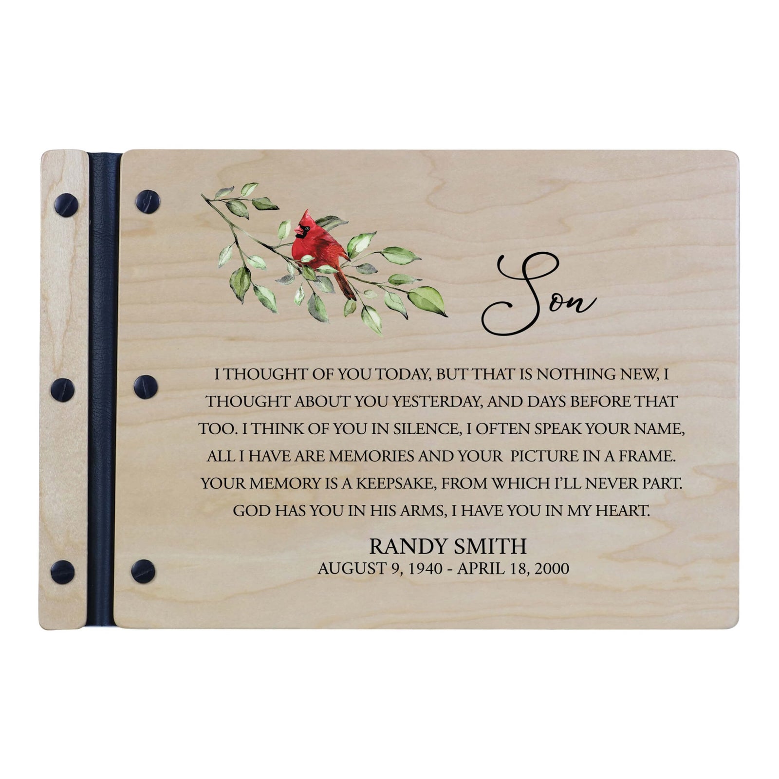 Personalized Funeral Wooden Guestbook for Memorial Service - I Thought of You Today - LifeSong Milestones