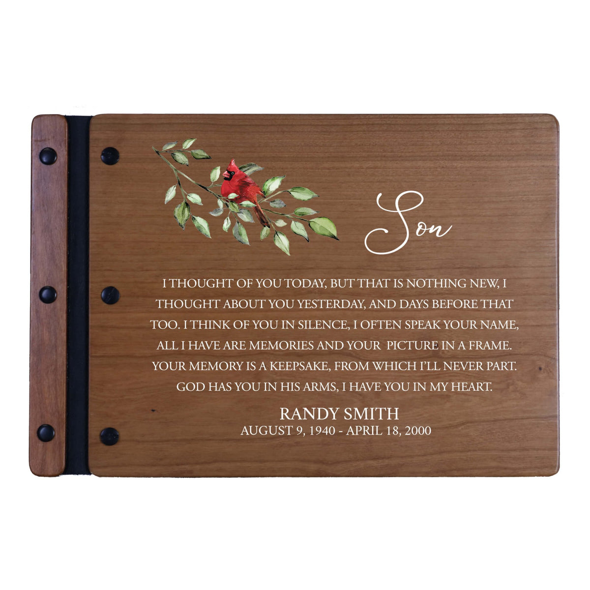 Personalized Funeral Wooden Guestbook for Memorial Service - I Thought of You Today - LifeSong Milestones
