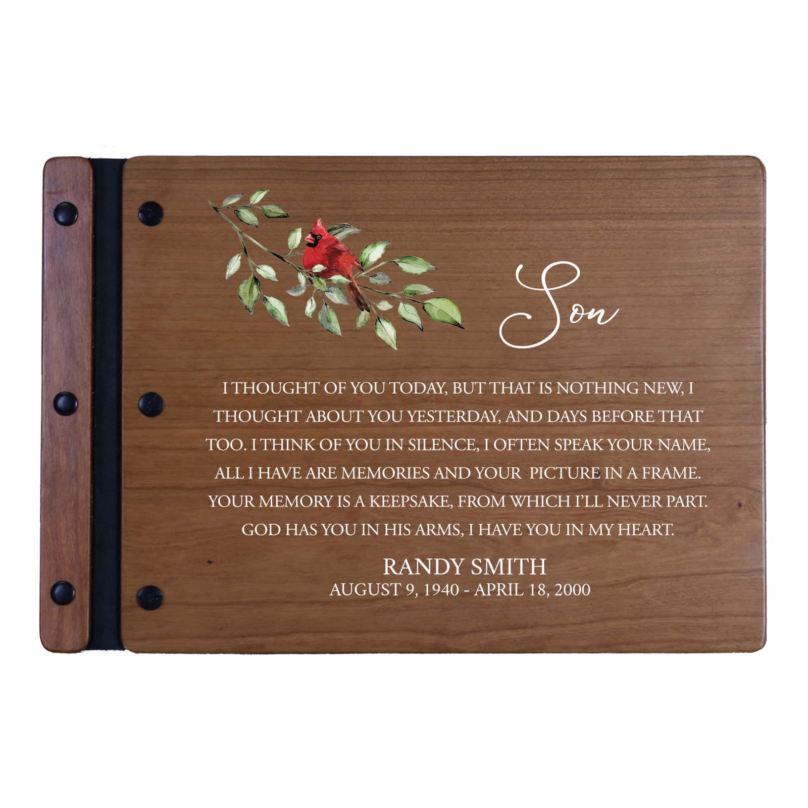 Personalized Funeral Wooden Guestbook for Memorial Service - I Thought of You Today - LifeSong Milestones