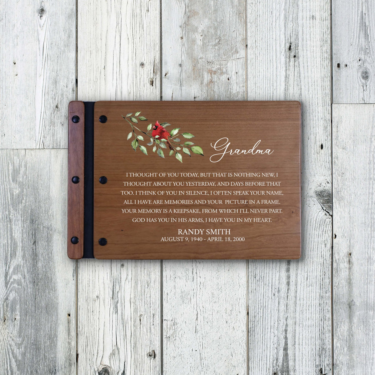 Personalized Funeral Wooden Guestbook for Memorial Service - I Thought of You Today - LifeSong Milestones