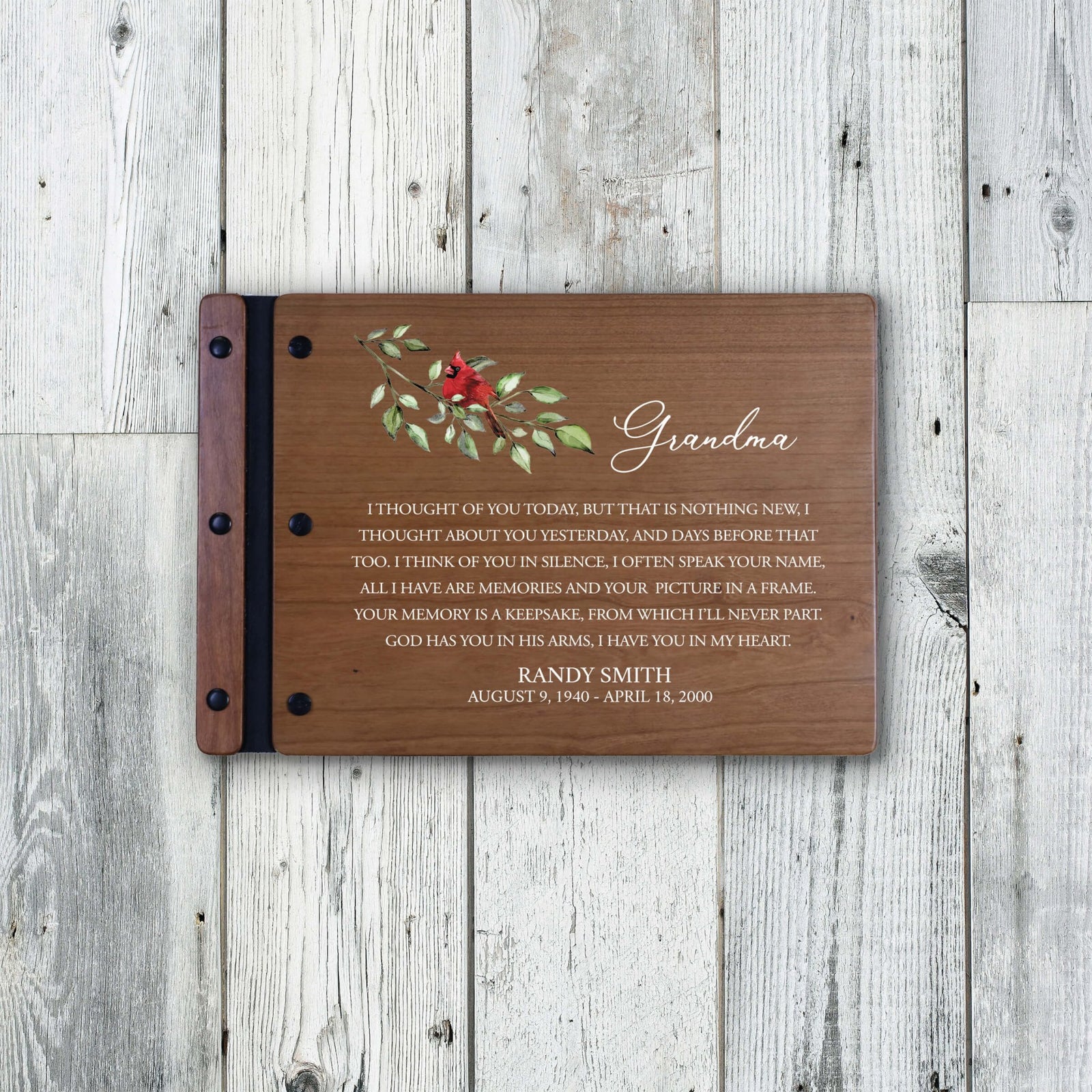 Personalized Funeral Wooden Guestbook for Memorial Service - I Thought of You Today - LifeSong Milestones