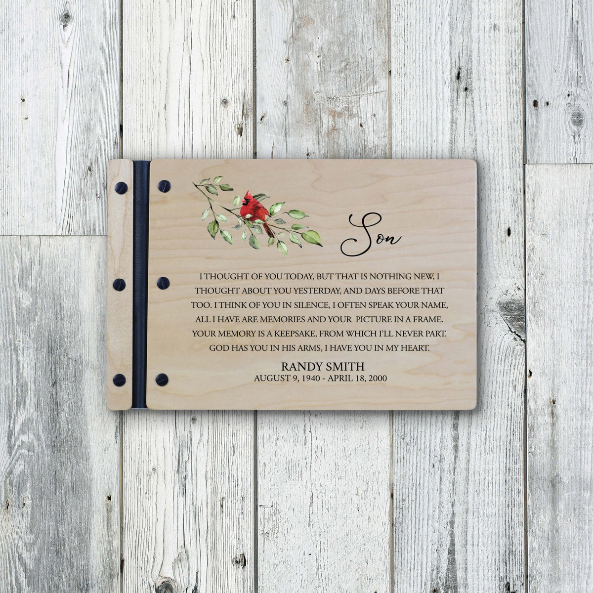 Personalized Funeral Wooden Guestbook for Memorial Service - I Thought of You Today - LifeSong Milestones