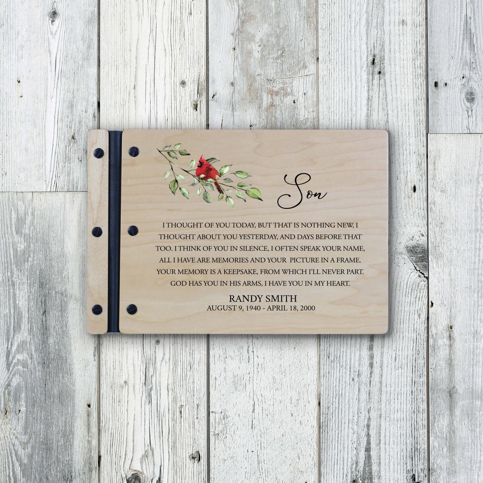 Personalized Funeral Wooden Guestbook for Memorial Service - I Thought of You Today - LifeSong Milestones