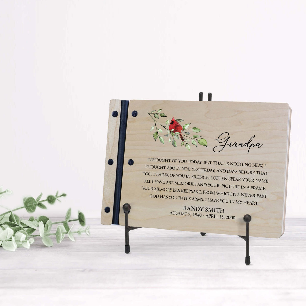 Personalized Funeral Wooden Guestbook for Memorial Service - I Thought of You Today - LifeSong Milestones