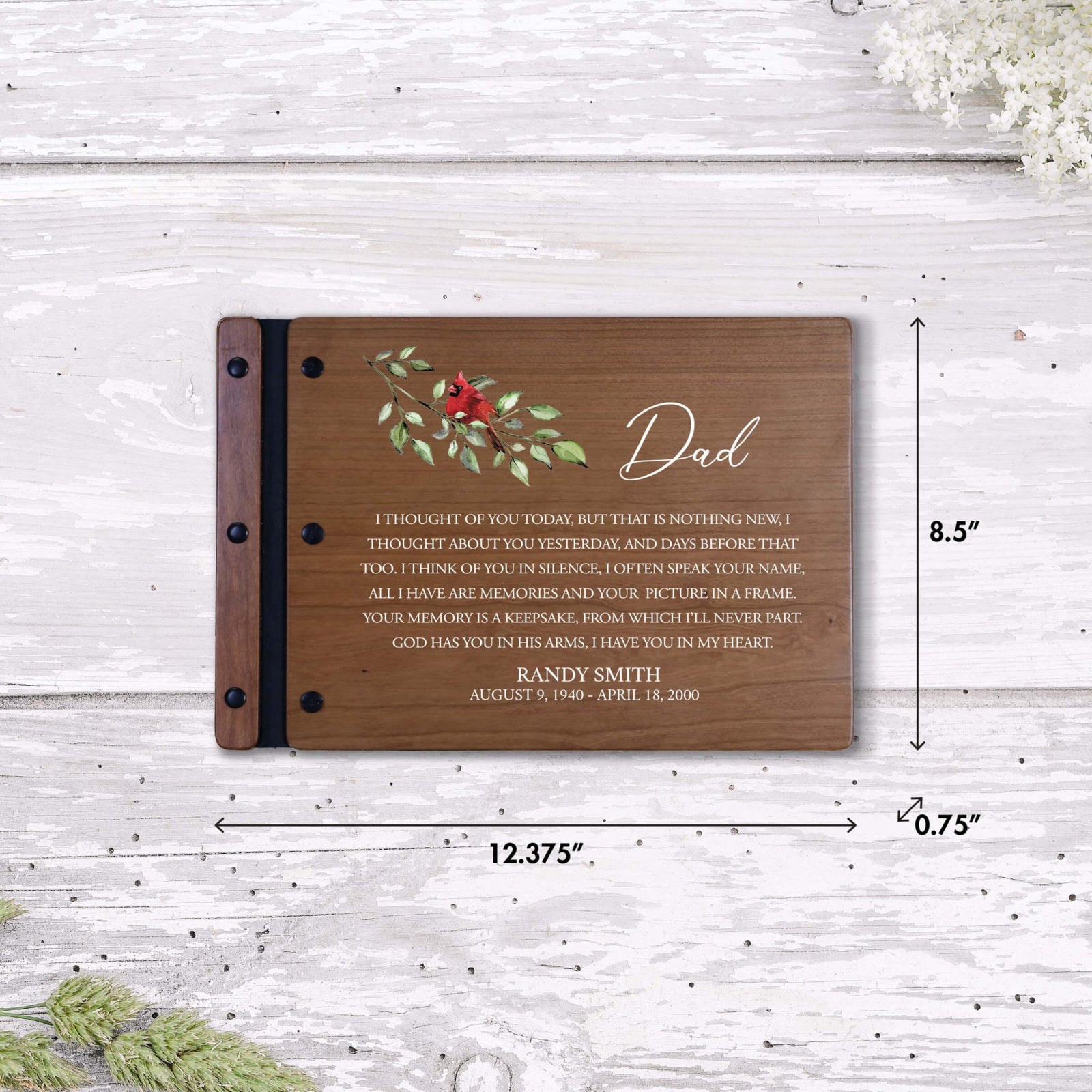 Personalized Funeral Wooden Guestbook for Memorial Service - I Thought of You Today - LifeSong Milestones