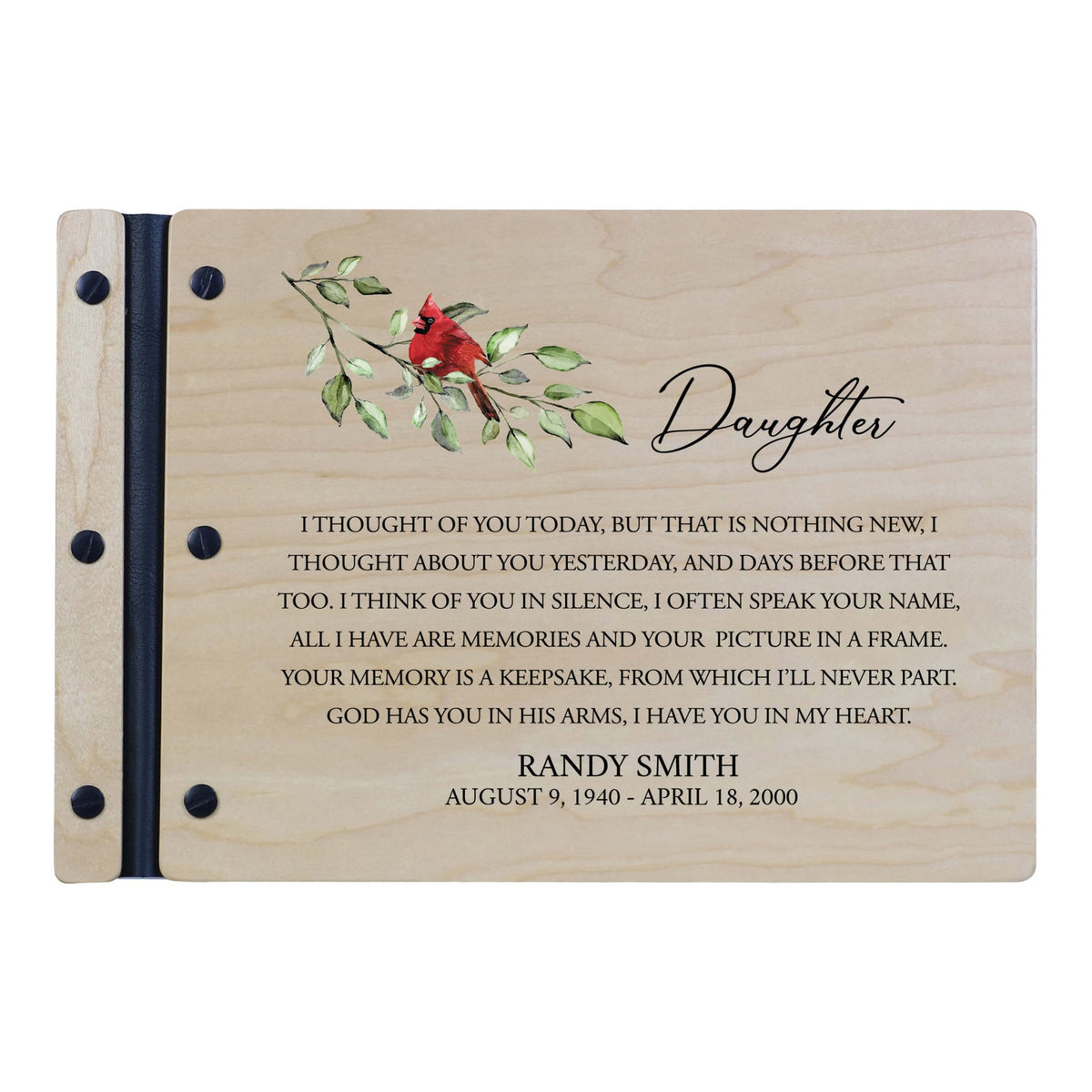 Personalized Funeral Wooden Guestbook for Memorial Service - I Thought of You Today - LifeSong Milestones