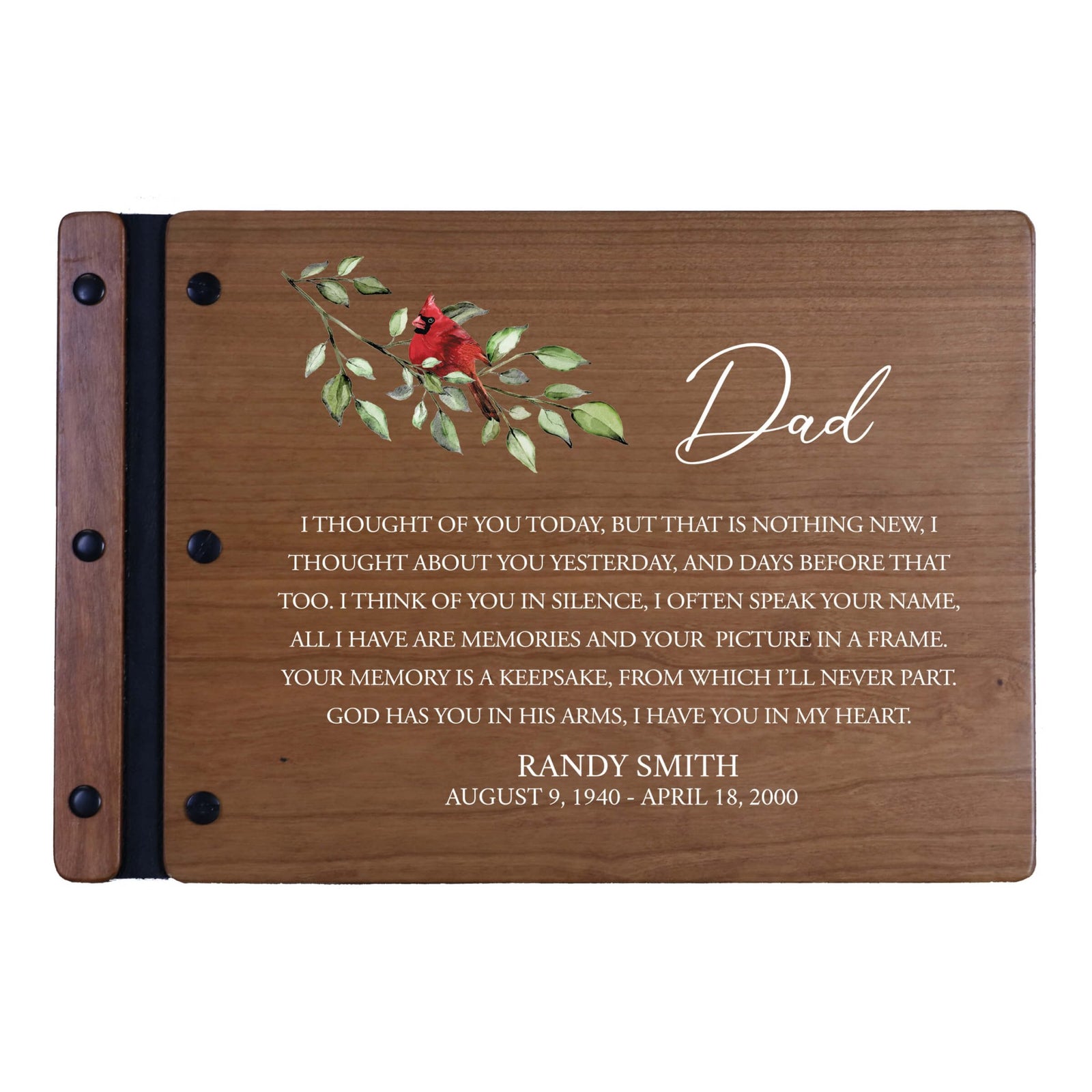 Personalized Funeral Wooden Guestbook for Memorial Service - I Thought of You Today - LifeSong Milestones