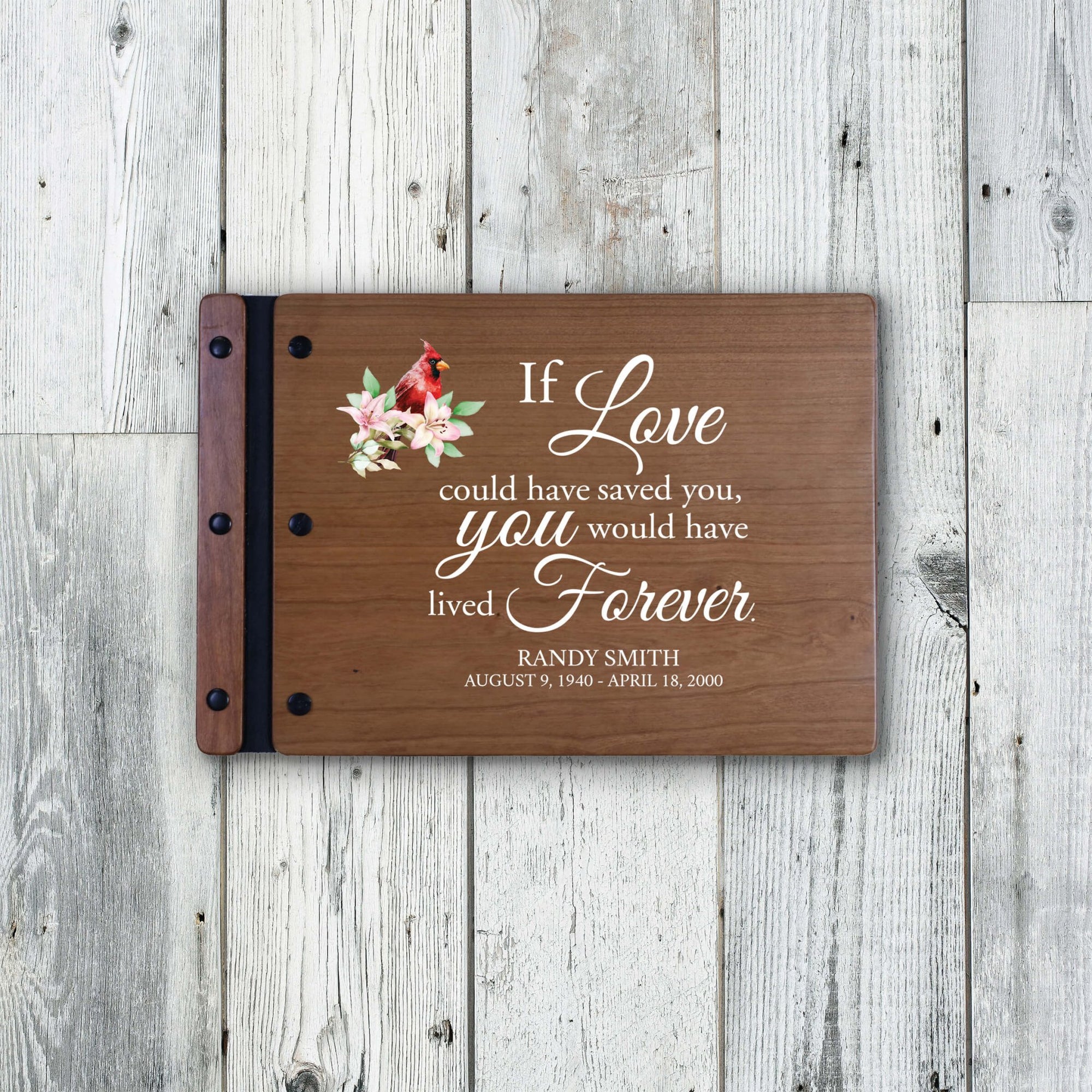 Personalized Funeral Wooden Guestbook for Memorial Service - If Love Could Have Saved - LifeSong Milestones
