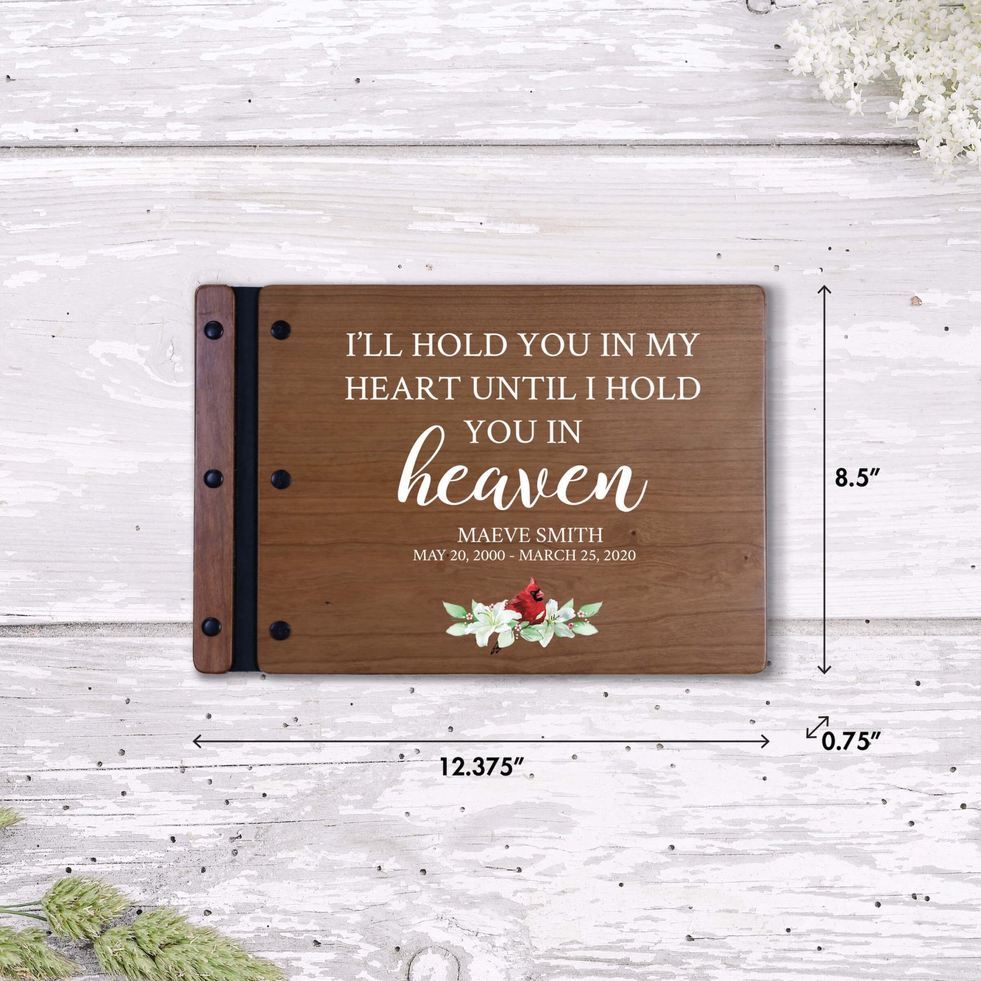 Personalized Funeral Wooden Guestbook for Memorial Service - I’ll Hold You In My Heart - LifeSong Milestones