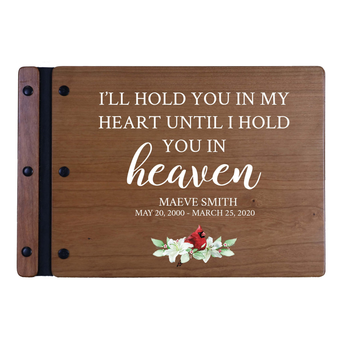 Personalized Funeral Wooden Guestbook for Memorial Service - I’ll Hold You In My Heart - LifeSong Milestones