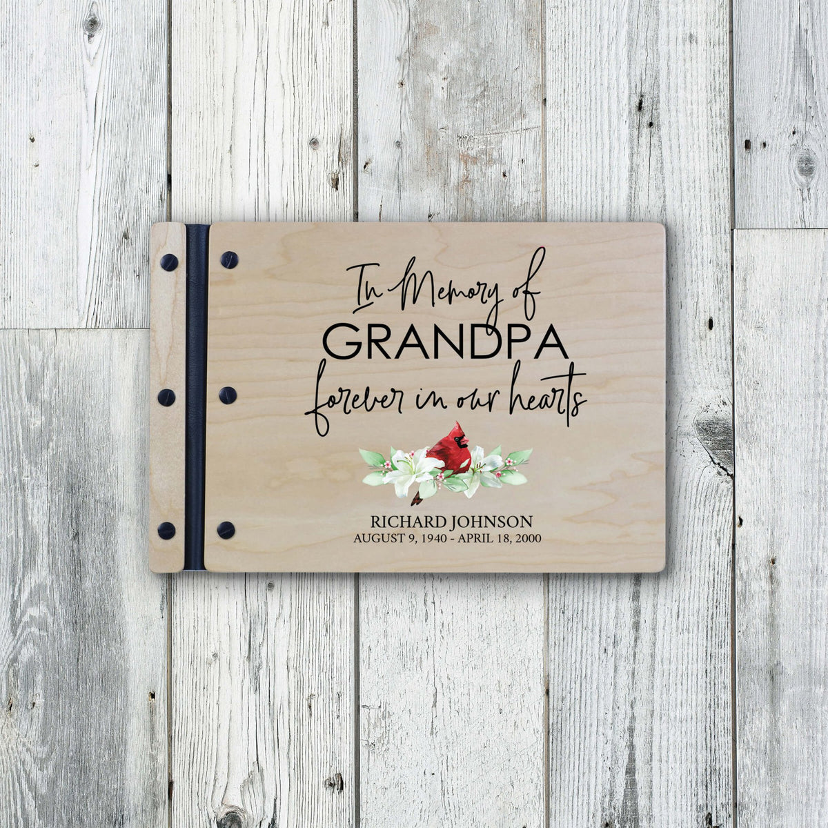 Personalized Funeral Wooden Guestbook for Memorial Service - In the Memory of - LifeSong Milestones