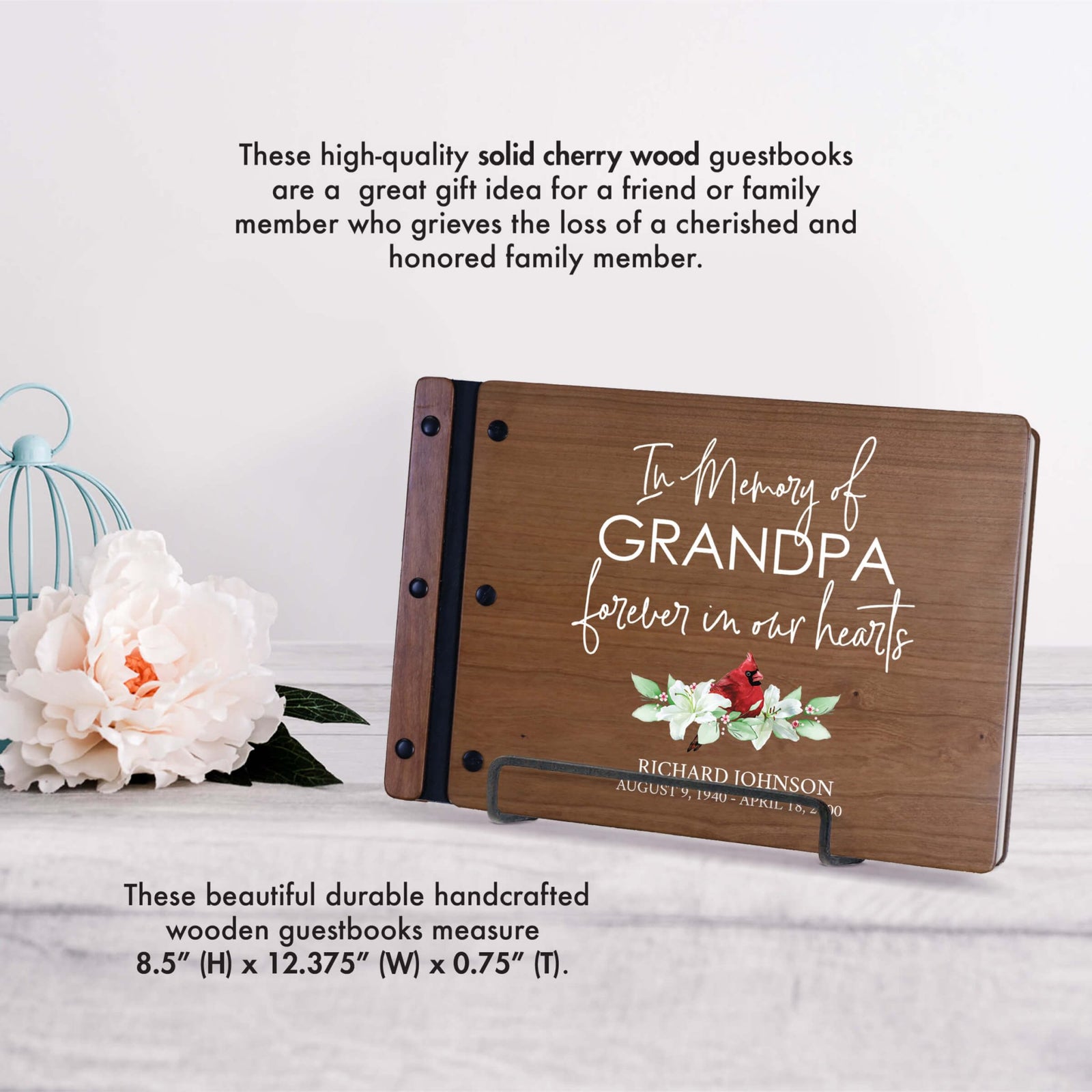 Personalized Funeral Wooden Guestbook for Memorial Service - In the Memory of - LifeSong Milestones