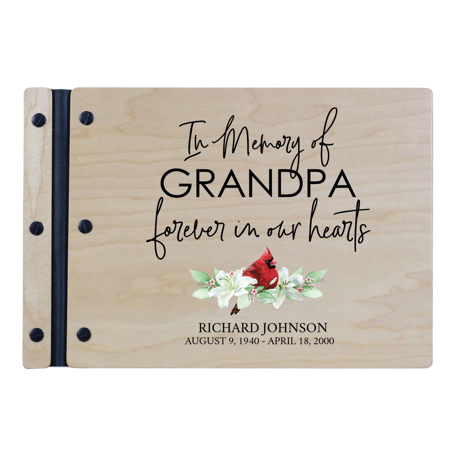 Personalized Funeral Wooden Guestbook for Memorial Service - In the Memory of - LifeSong Milestones