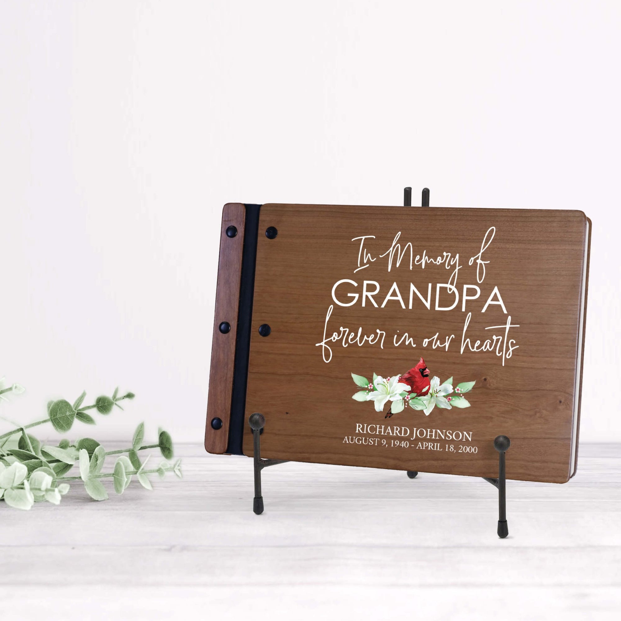 Personalized Funeral Wooden Guestbook for Memorial Service - In the Memory of - LifeSong Milestones