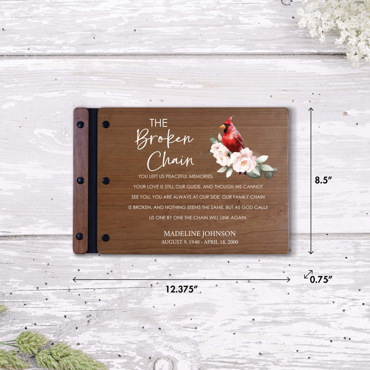 Personalized Funeral Wooden Guestbook for Memorial Service - The Broken Chain - LifeSong Milestones