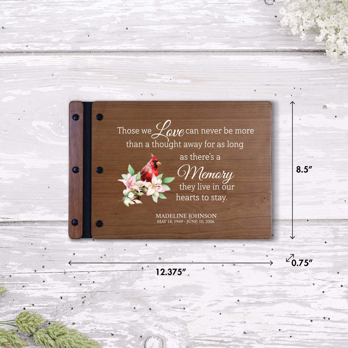 Personalized Funeral Wooden Guestbook for Memorial Service - Those We Love Can Never - LifeSong Milestones