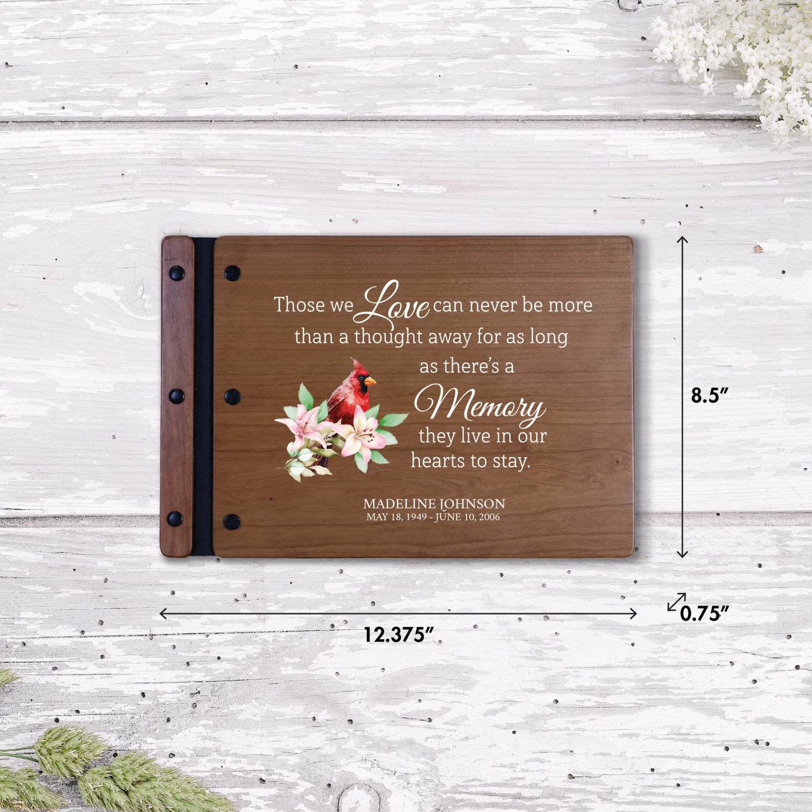 Personalized Funeral Wooden Guestbook for Memorial Service - Those We Love Can Never - LifeSong Milestones