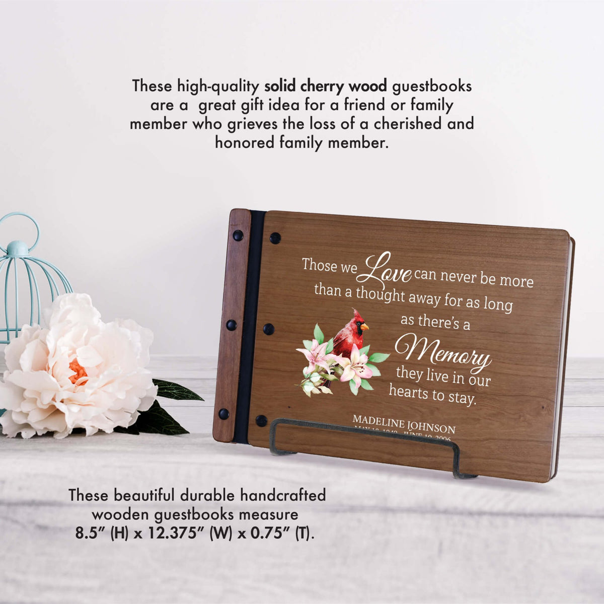 Personalized Funeral Wooden Guestbook for Memorial Service - Those We Love Can Never - LifeSong Milestones