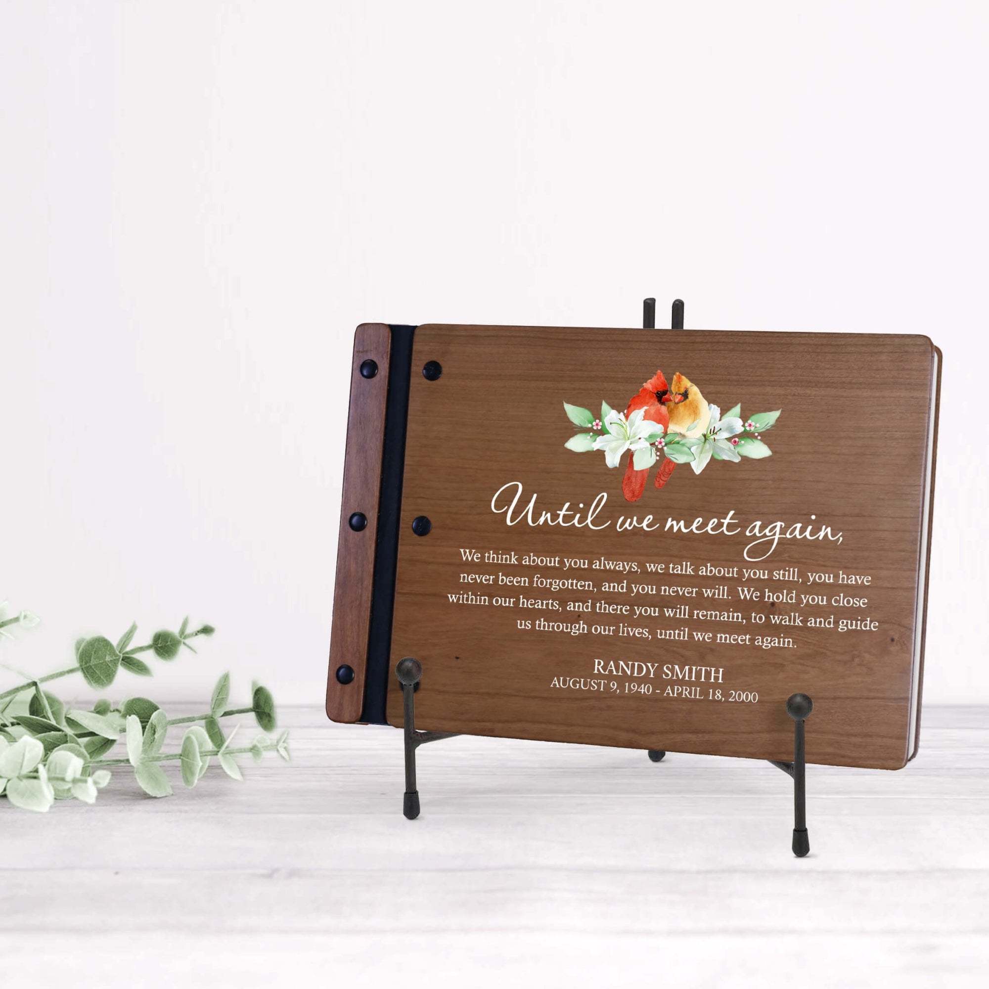 Personalized Funeral Wooden Guestbook for Memorial Service - Until We Meet Again - LifeSong Milestones