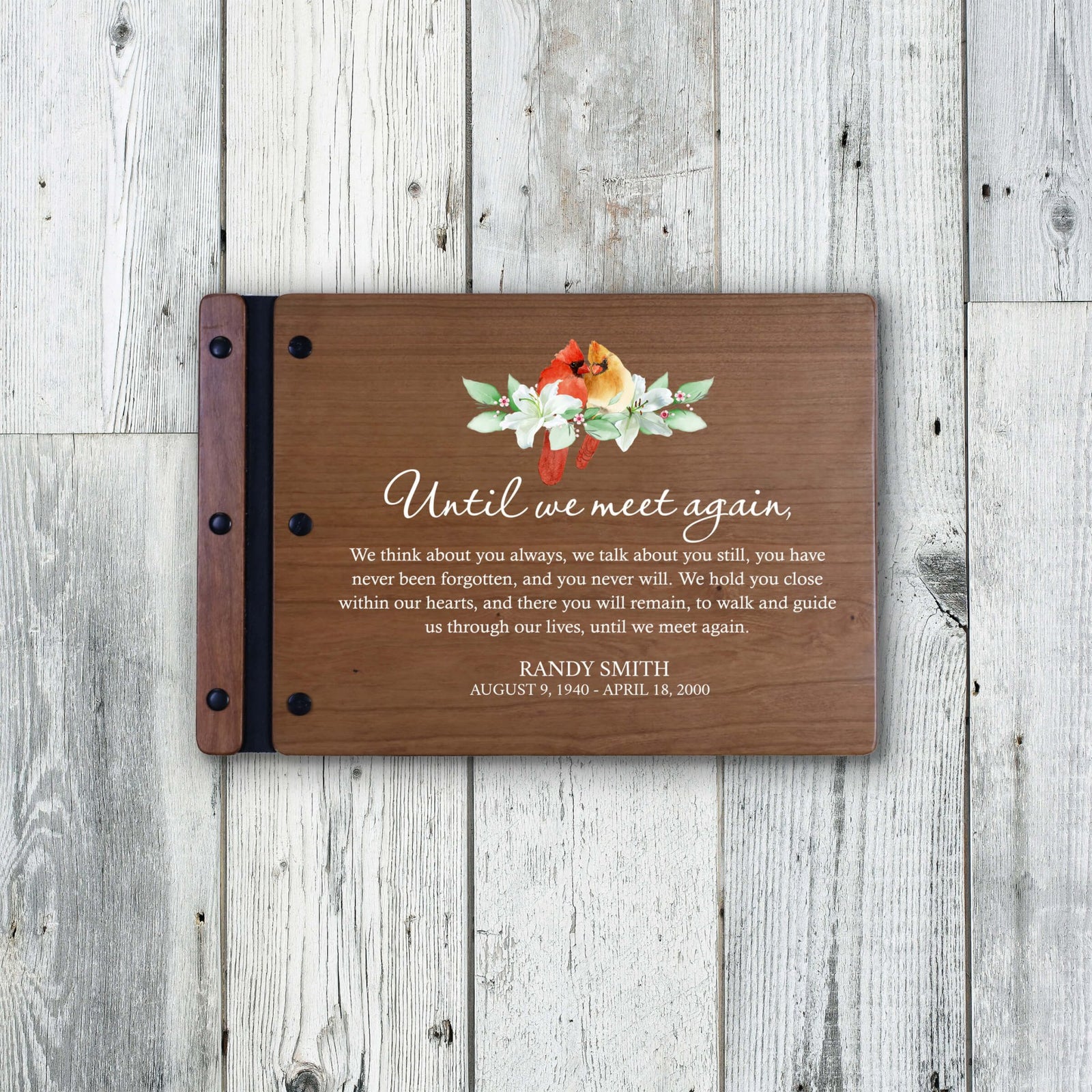 Personalized Funeral Wooden Guestbook for Memorial Service - Until We Meet Again - LifeSong Milestones